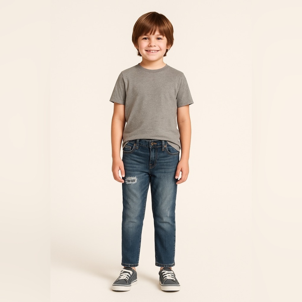 Cherokee Blue Distressed Straight-Leg Jeans